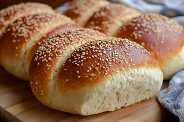 Obi non round sesame bread displayed on a wooden board with a soft texture and golden crust creating an appetizing appearance for culinary enthusiasts