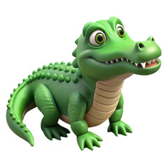 Cute cartoon crocodile 3d render isolated on transparent background