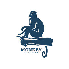 Monkey logo design vector. Silhouette Monkey Template Illustration. Icon Symbol