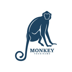 Monkey logo design vector. Silhouette Monkey Template Illustration. Icon Symbol