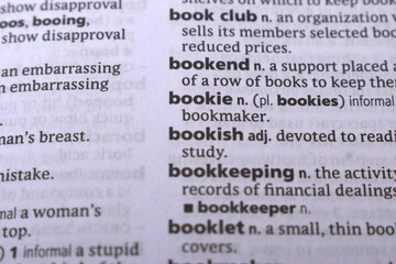 Close Up Of English Dictionary Page With Word - Bookie