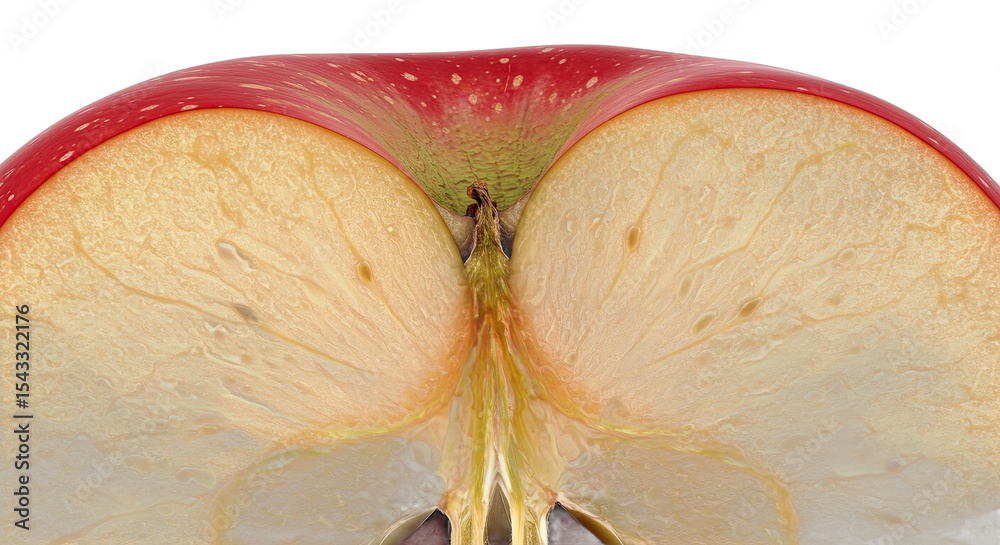 Poster close-up of a sliced apple showing the flesh and detail of the fruit