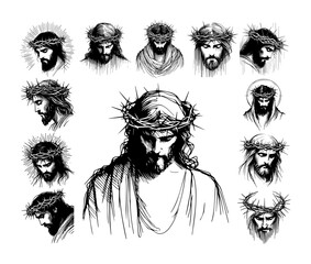 jesus crown of thorns emotional portraits set