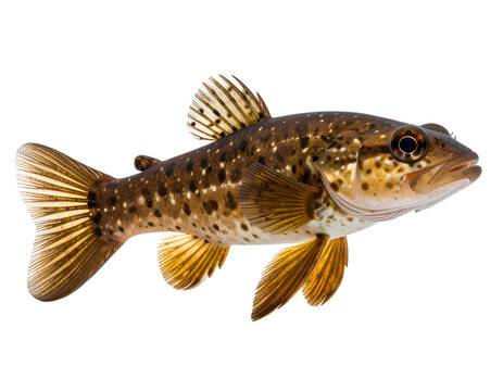 Brown Mudfish  close-up: Capture the detail of a speckled fish, featuring a beautiful and unique pattern in clear aquatic environment.
