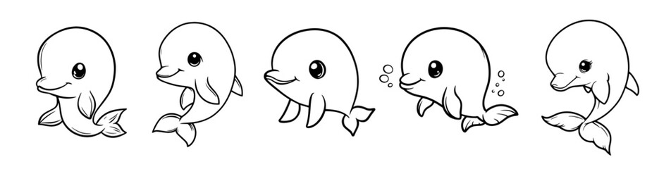 cute cartoon dolphin character set in motion