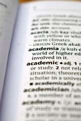 Close Up Of English Dictionary Page With Word - Academic