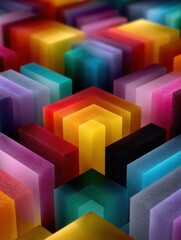 Colorful Glow-in-the-Dark Rectangular Blocks with Sparkling Surface Arrangement