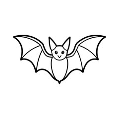 Bat drawn with contour lines art illustration