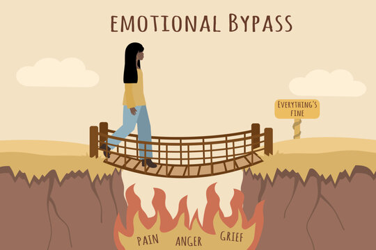 Emotional Bypass Conceptual illustration &ndash; Black Woman Ignoring Inner Pain