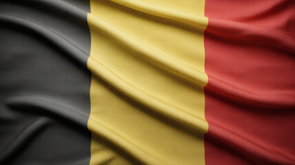 Obraz premium A photographic background showcasing the elegant folds and rich colors of the Belgian flag, with its flowing black, yellow, and red fabric