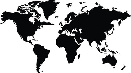 Exploring the World A Simple Black and White World Map Illustration