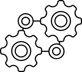 Interlocking Gears Outline Vector Design.