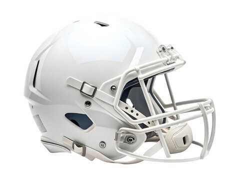 White American Football Helmet Isolated on White Background