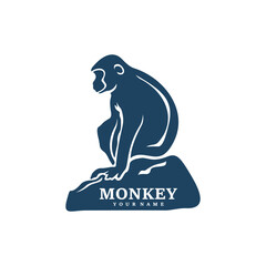 Monkey logo design vector. Silhouette Monkey Template Illustration. Icon Symbol