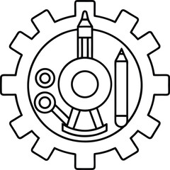 Mechanical Engineering Gear Line Drawing.
