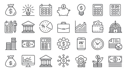 Finance, Budgeting, and Money Management Icon Set


