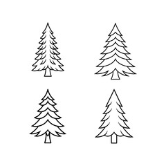 Pine tree shape line art illustration.