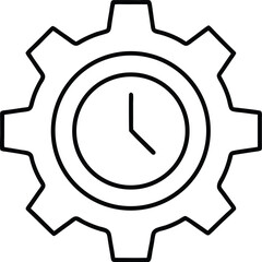 Mechanical Gear and Clock Symbol Icon.