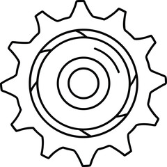 Mechanical Gear Rotation Line Art Icon.