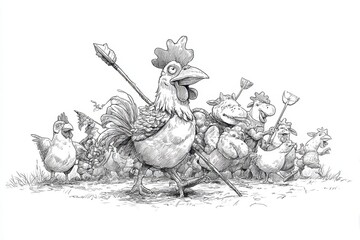 Cartoon animals on a journey.