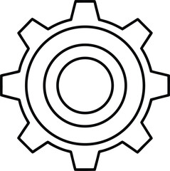 Minimal Thin Cogwheel Gear Icon.
