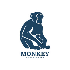 Monkey logo design vector. Silhouette Monkey Template Illustration. Icon Symbol