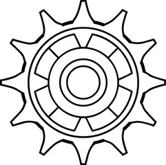 Outline Illustration of Six Teeth Gear.