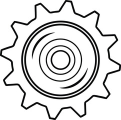 Rotating Gear Outline for Engineering Design.