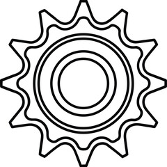 Six Sharp Teeth Gear Outline Design.