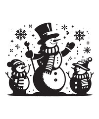 snowman silhouette vector illustration