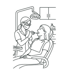 Obraz premium Dentist Examining Patient's Teeth in a Dental Clinic, Dentist Visit Sketch ,Dental office