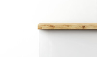 A simple modern minimalist image featuring a wooden shelf