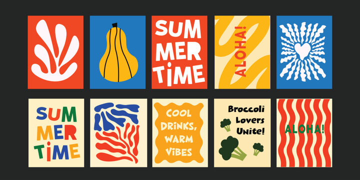 Fancy Vector banner set with modern hand-drawn food elements and catchy slogans like “Berry Sweet Days” and “Eat Your Trees.” Ideal for menu design, social media, or poster mockups.

