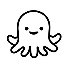 Minimalist Octopus Icon Marine Animal 