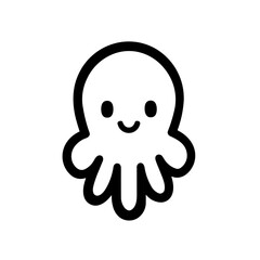 Minimalist Octopus Icon Marine Animal 
