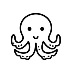 Minimalist Octopus Icon Marine Animal 