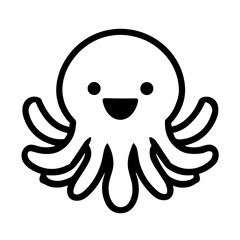 Minimalist Octopus Icon Marine Animal 