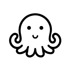 Minimalist Octopus Icon Marine Animal 