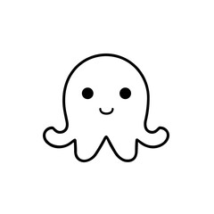 Minimalist Octopus Icon Marine Animal 