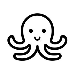 Minimalist Octopus Icon Marine Animal 