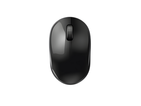 realistic mouse mockup, top view, isolated on transparent background