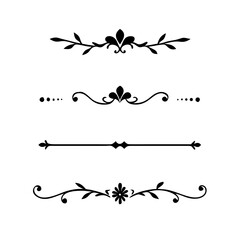 Text dividers with hearts doodle set. Wedding decorative elements. Divider ornament, borders, arrows. Hand drawn vector illustration isolated on white background

