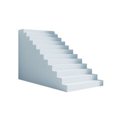 White modern staircase steps isolated on transparent background