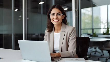businesswoman working on laptop
