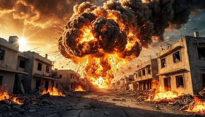 Nuclear explosion - danger of third world war in the Middle East.