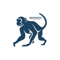Monkey logo design vector. Silhouette Monkey Template Illustration. Icon Symbol
