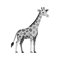Stylized Grayscale Illustration of a Standing Giraffe with Unique Pattern - African Wildlife Animal