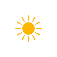 Sun Icon Long Rays Flat Design. Great For Weather UI, Solar Energy, Summer Concepts, And Bright Interface Elements. Clean Modern Shape. Vector Illustration.