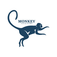 Monkey logo design vector. Silhouette Monkey Template Illustration. Icon Symbol