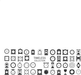 Timeless Elegance: Vintage Clocks and Hourglasses Icon Set for Design Projects